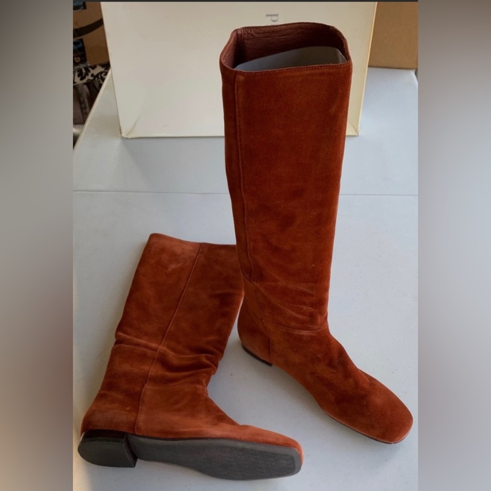 Suede Cognac Tall Boot New Without Box - image 1